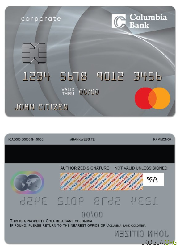 Colombie Carte de crédit commerciale Mastercard de la Columbia Bank